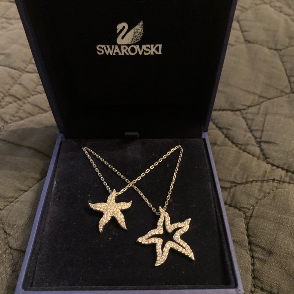 Swarovski Crystal starfish double necklace.